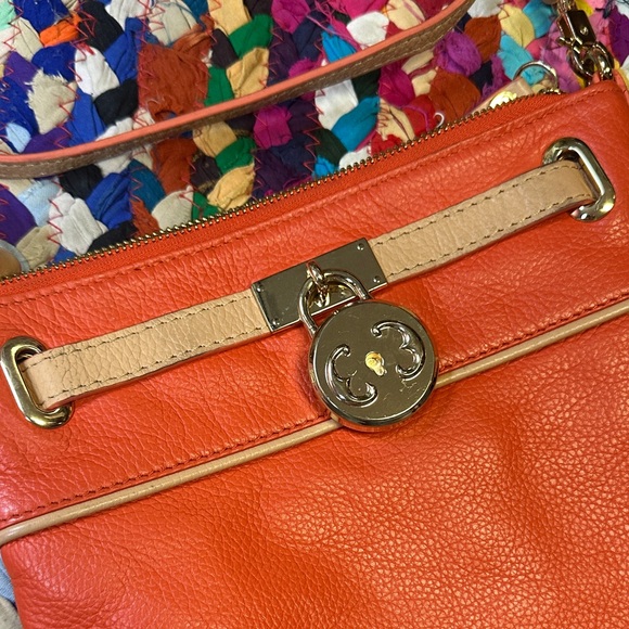 Emma Fox Orange Leather Crossbody Bag With Gold Hardware - Picture 2 of 9
